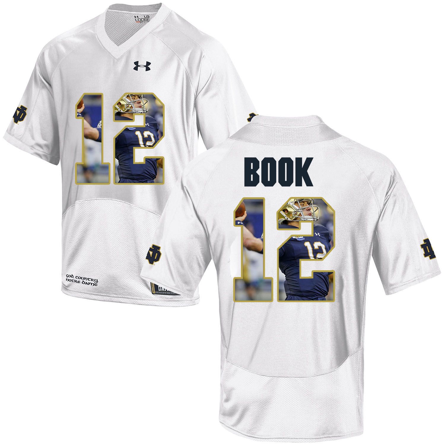 Men Norte Dame Fighting Irish #12 Book White Fashion Edition Customized NCAA Jerseys->customized ncaa jersey->Custom Jersey